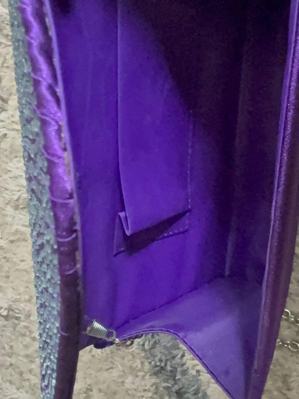 Purple Rhinestone Envelope Clutch with Chain Strap